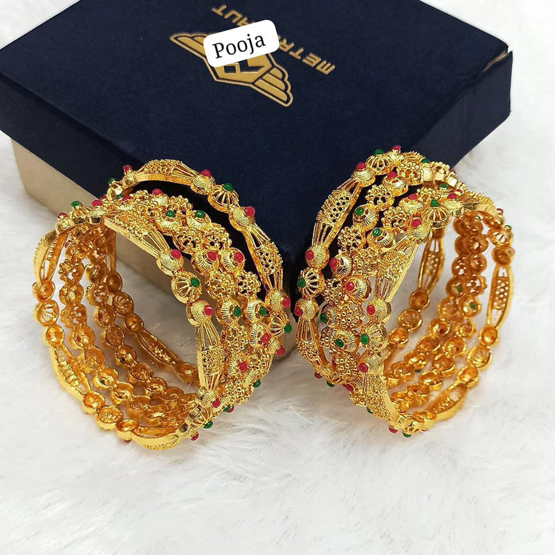 Pooja Bangles Gold Plated Pota Stone Bangles Set