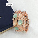 Pooja Bangles Rose Gold Plated Kundan Stone Bangles Set