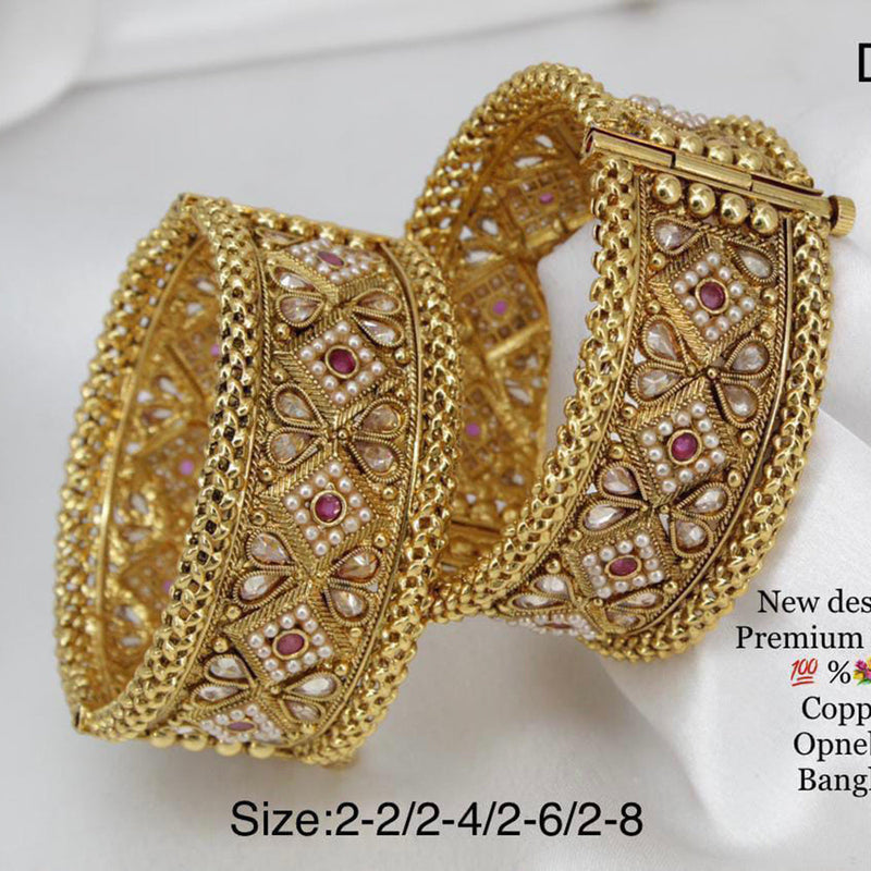 Pooja Bangles Gold Plated Pota Stone Bangles Set