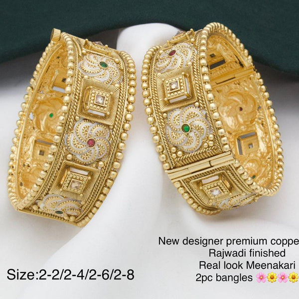 Pooja Bangles Gold Plated Pota Stone Bangles Set