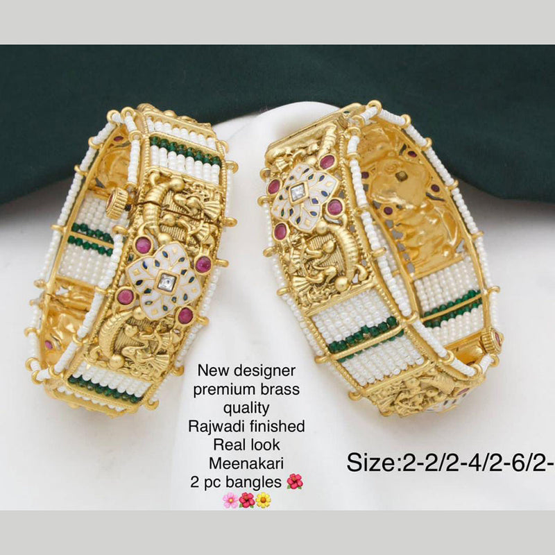 Pooja Bangles Gold Plated Pota Stone Bangles Set