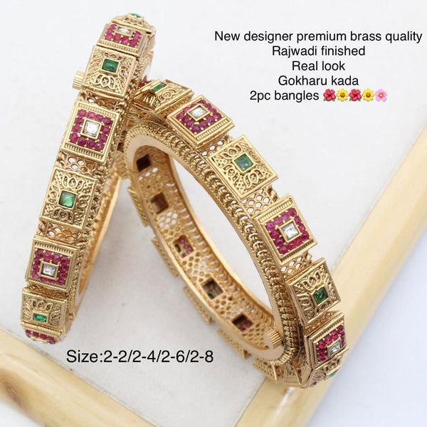 Pooja Bangles Gold Plated Pota Stone Bangles Set