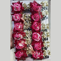 Pooja Bangles Floral Hair Clips (Pack Of 12)