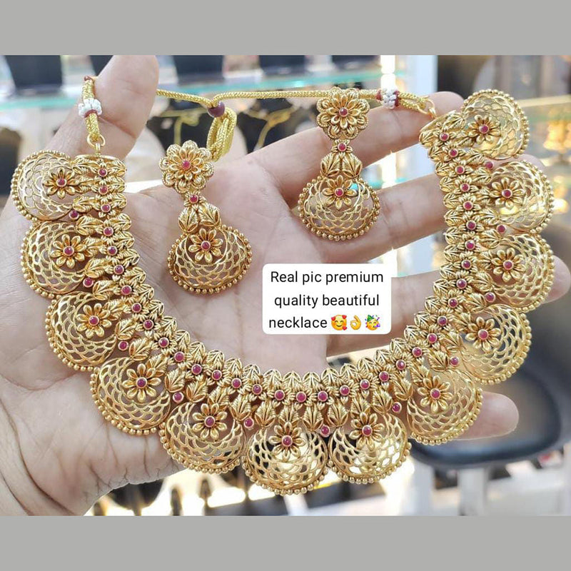 Pooja Bangles Gold Plated Pota Stone Necklace Set