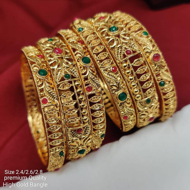 Pooja Bangles Gold Plated Pota Stone Bangles Set