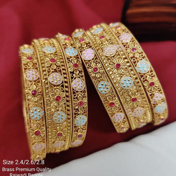 Pooja Bangles Gold Plated Pota Stone Bangles Set