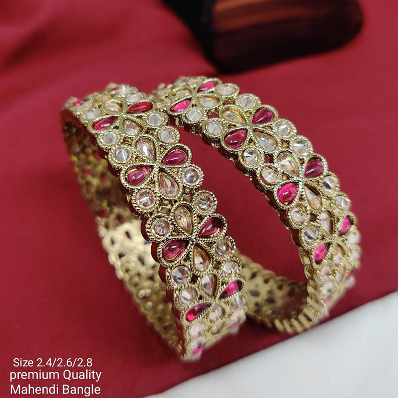 Pooja Bangles Gold Plated Crystal Stone Bangles Set