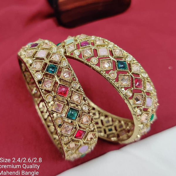 Pooja Bangles Gold Plated Crystal Stone Bangles Set