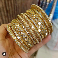 Pooja Bangles Gold Plated Mirror Bangles Set