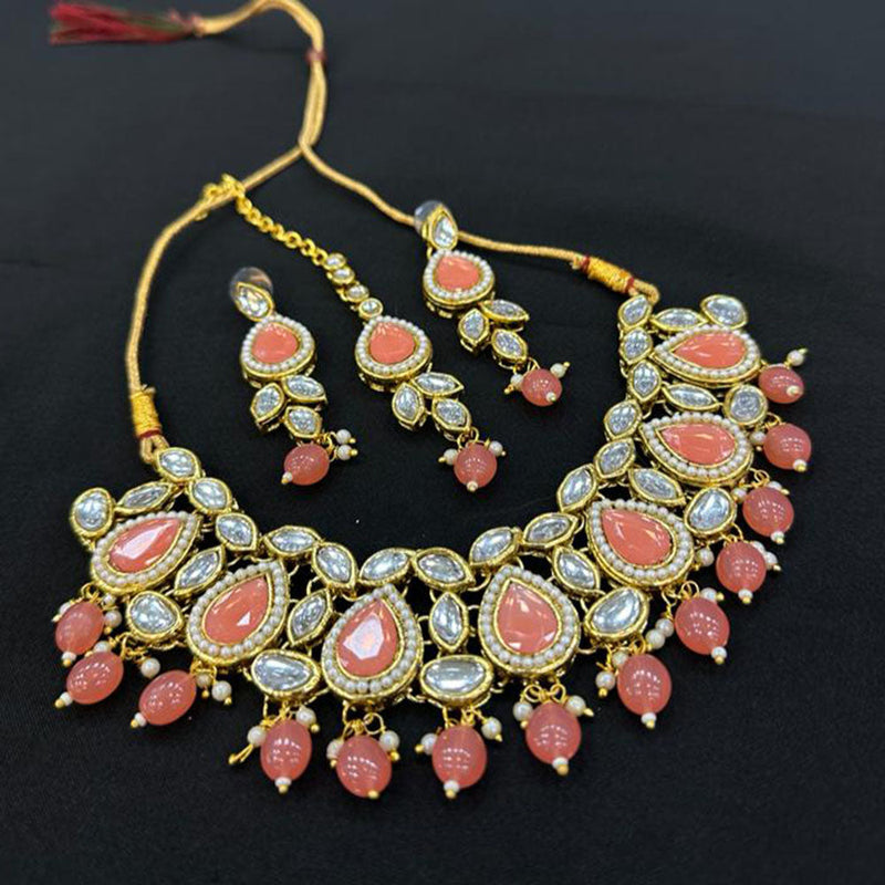 Pooja Bangles Gold Plated Crystal Stone Necklace Set