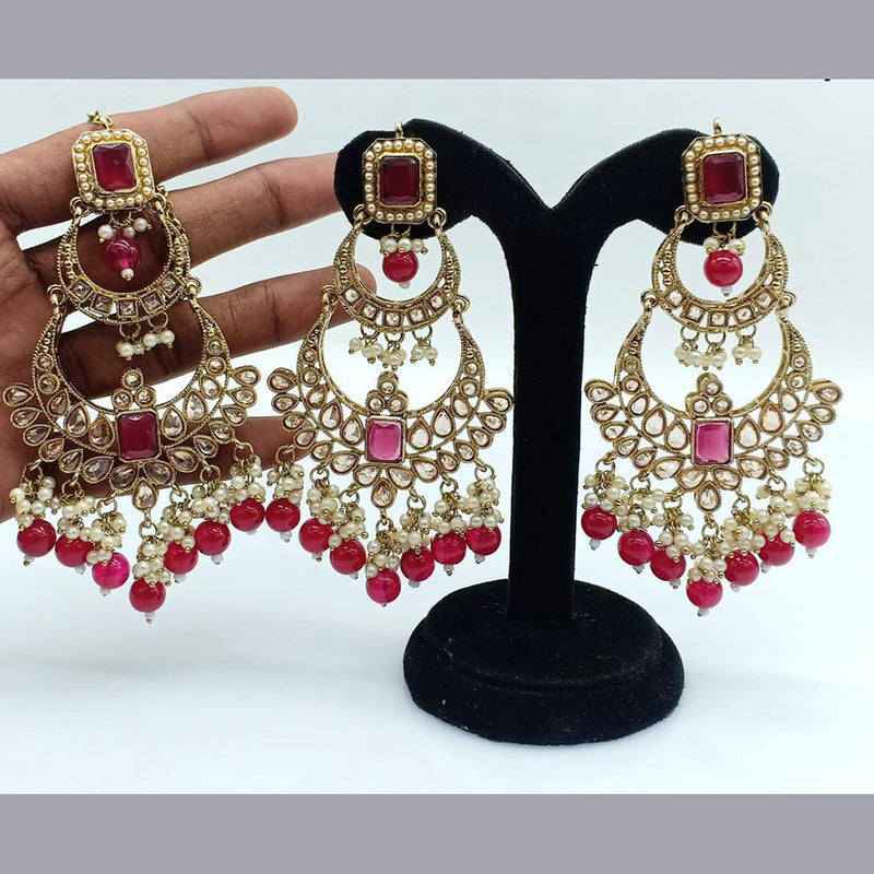 Pooja Bangles Gold Plated Crystal Stone Dangler Earrings