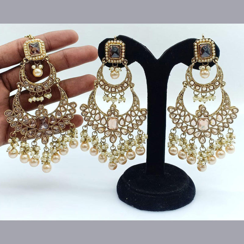 Pooja Bangles Gold Plated Crystal Stone Dangler Earrings