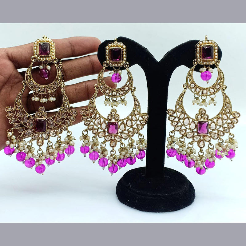 Pooja Bangles Gold Plated Crystal Stone Dangler Earrings