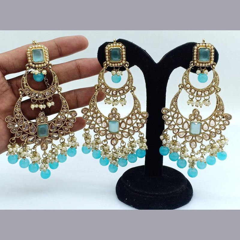 Pooja Bangles Gold Plated Crystal Stone Dangler Earrings