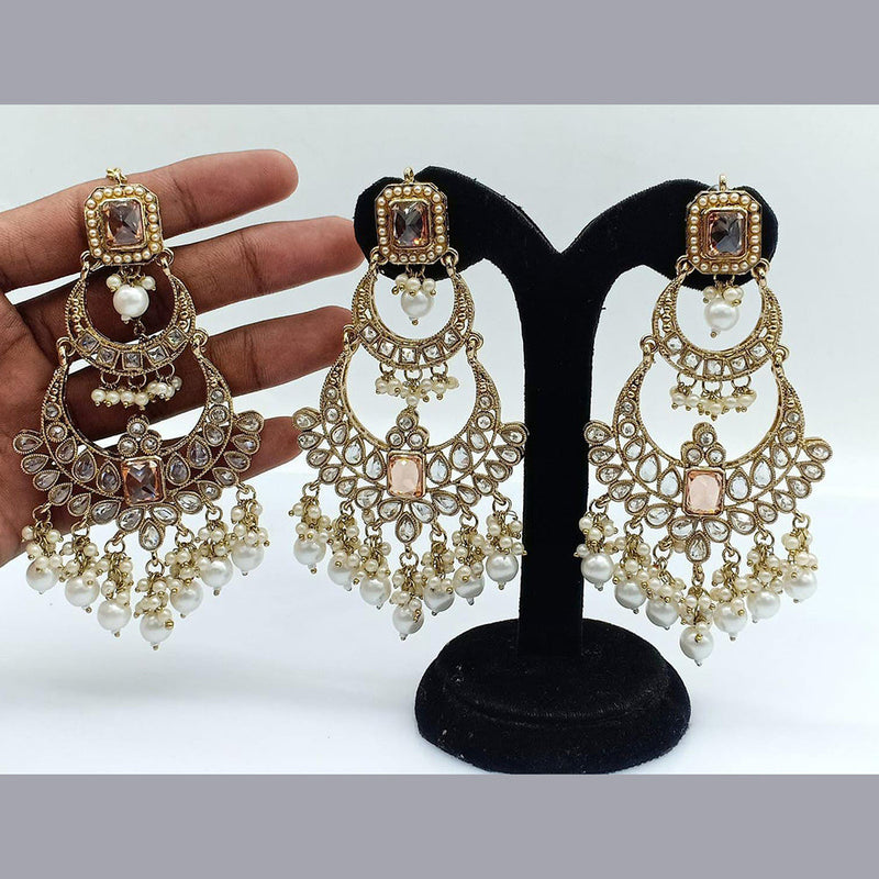 Pooja Bangles Gold Plated Crystal Stone Dangler Earrings