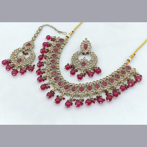 Pooja Bangles Gold Plated Crystal Stone Necklace Set