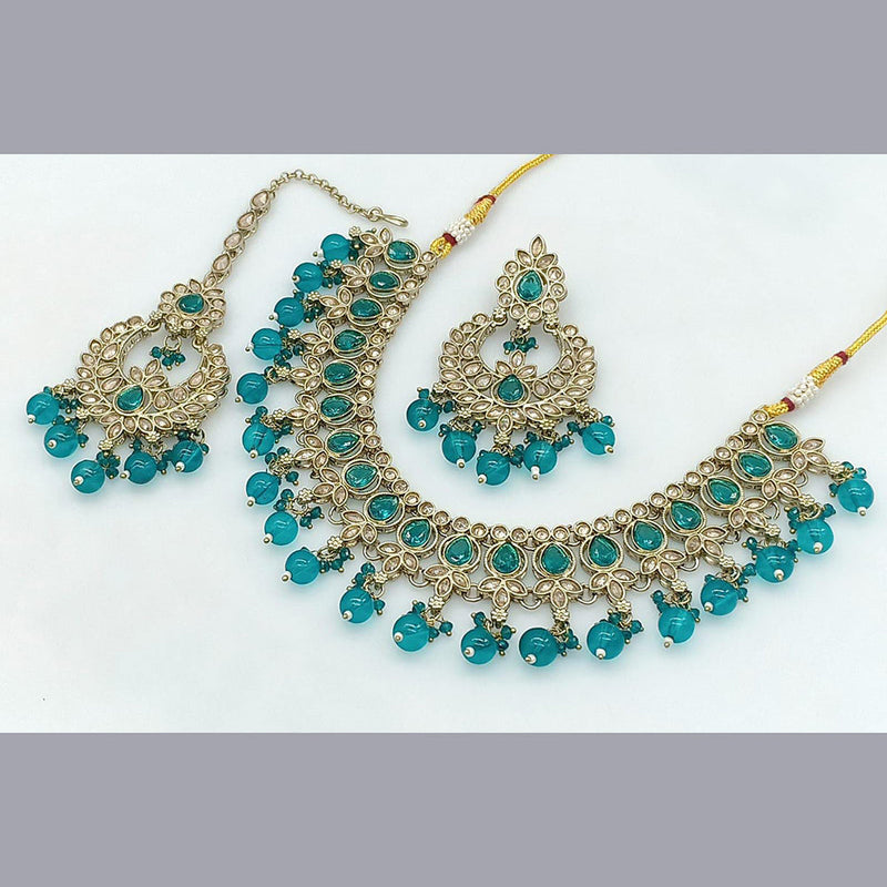 Pooja Bangles Gold Plated Crystal Stone Necklace Set