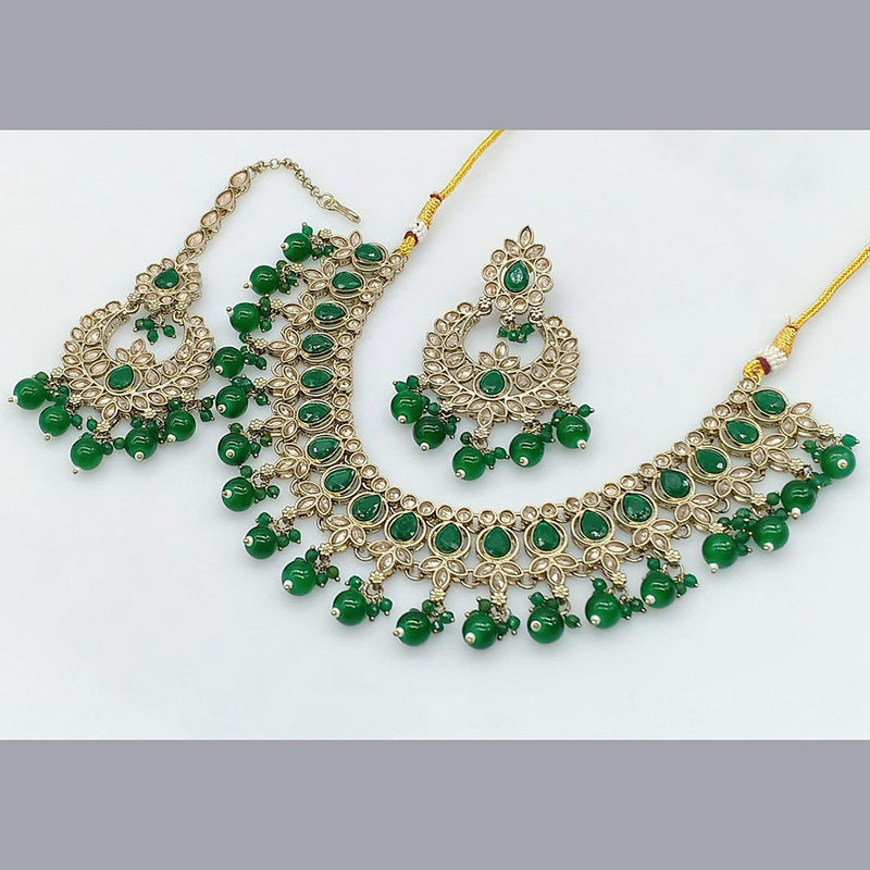 Pooja Bangles Gold Plated Crystal Stone Necklace Set