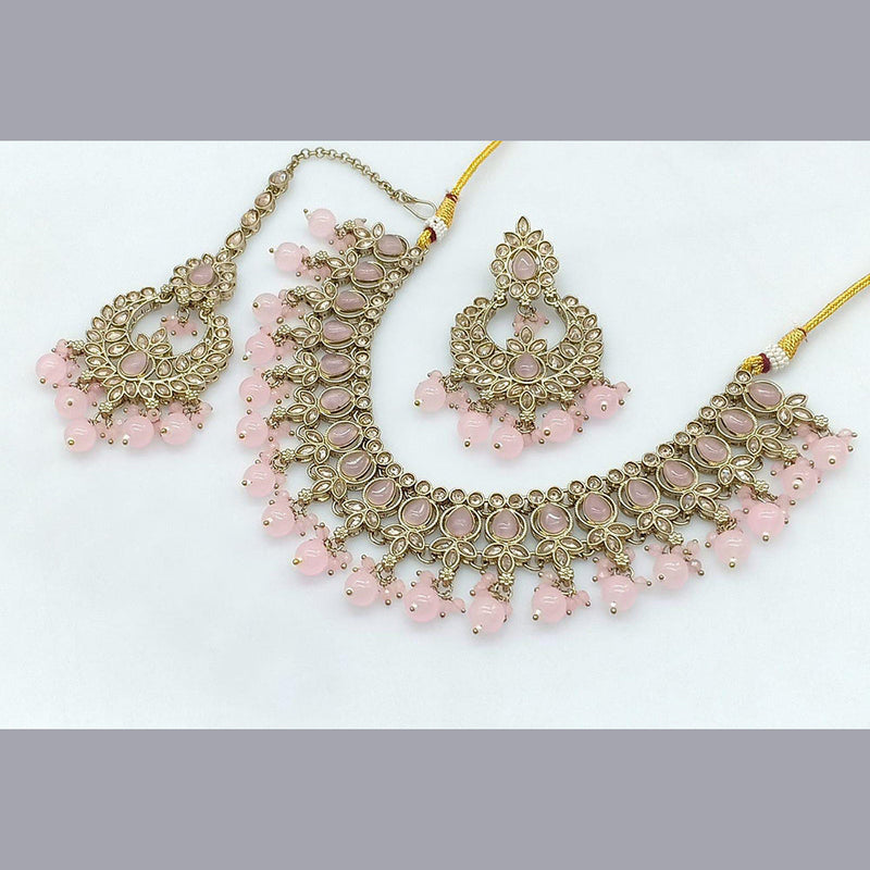 Pooja Bangles Gold Plated Crystal Stone Necklace Set