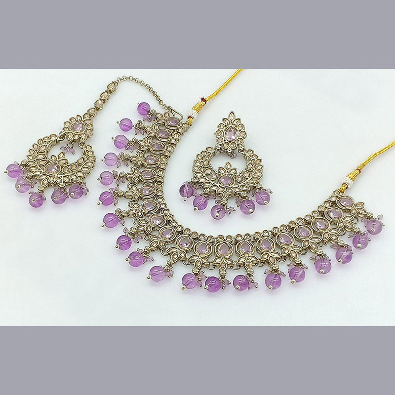 Pooja Bangles Gold Plated Crystal Stone Necklace Set