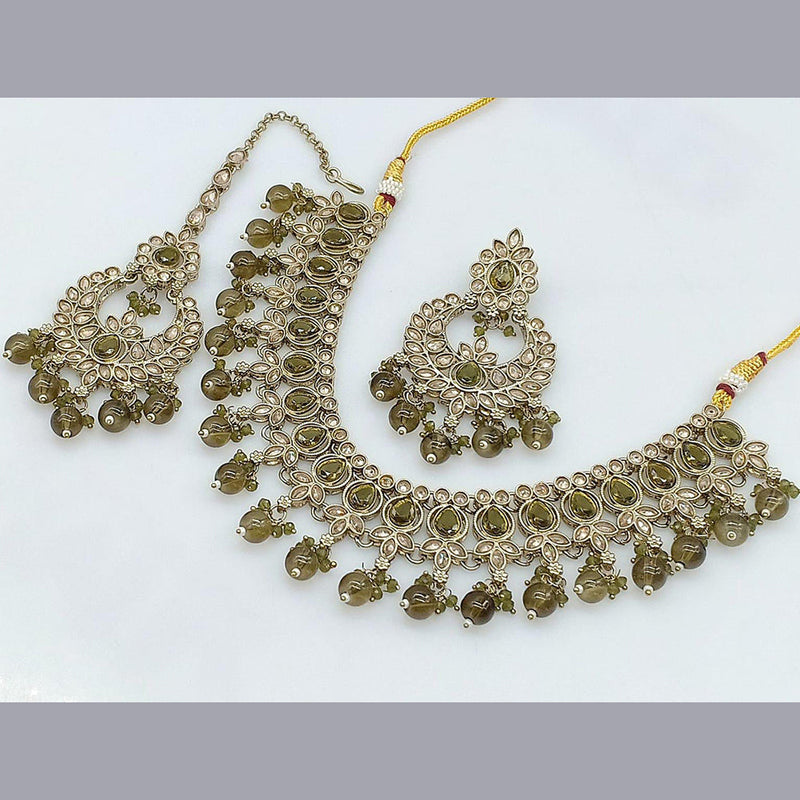 Pooja Bangles Gold Plated Crystal Stone Necklace Set