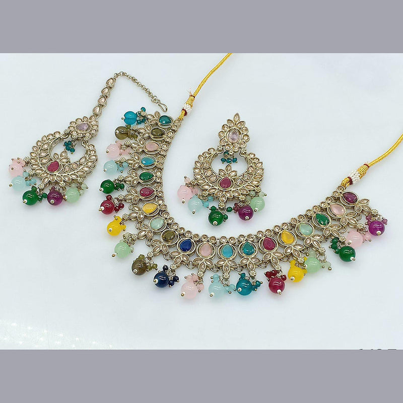 Pooja Bangles Gold Plated Crystal Stone Necklace Set