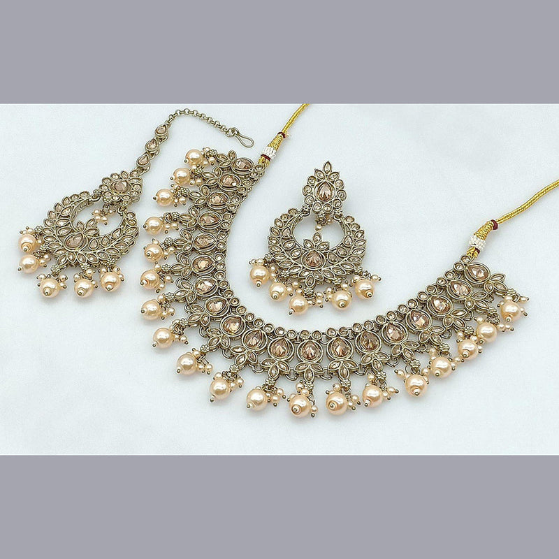 Pooja Bangles Gold Plated Crystal Stone Necklace Set