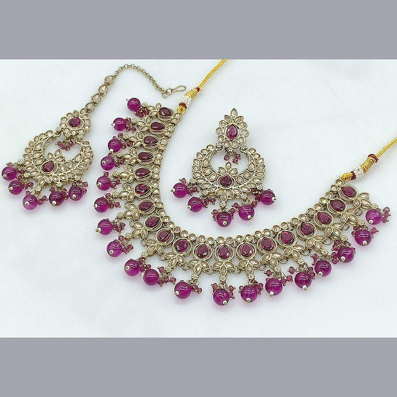 Pooja Bangles Gold Plated Crystal Stone Necklace Set