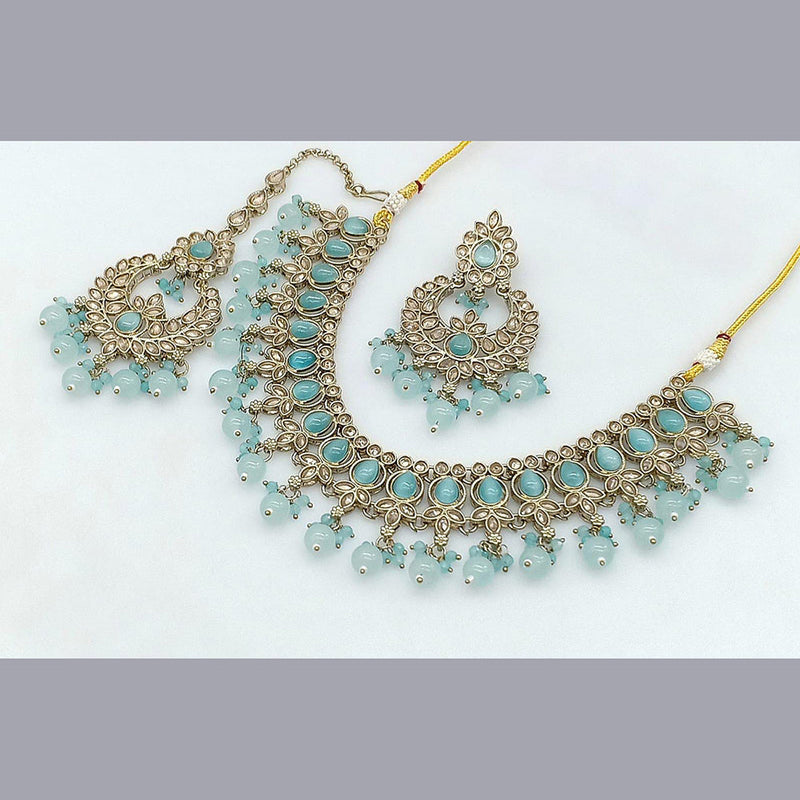 Pooja Bangles Gold Plated Crystal Stone Necklace Set