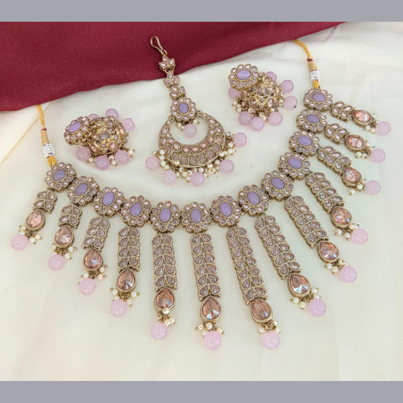 Pooja Bangles Gold Plated Crystal Stone Necklace Set