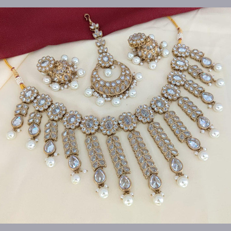 Pooja Bangles Gold Plated Crystal Stone Necklace Set