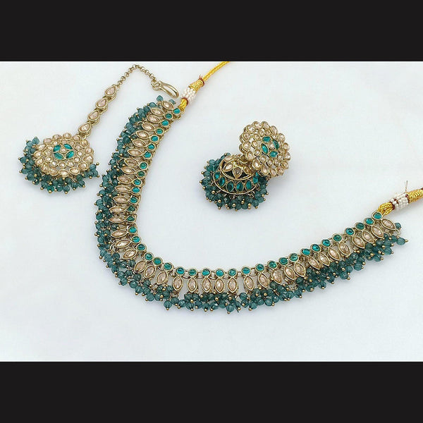 Pooja Bangles Gold Plated Crystal Stone Necklace Set