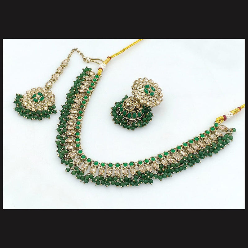 Pooja Bangles Gold Plated Crystal Stone Necklace Set