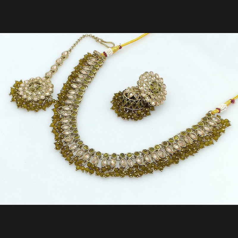 Pooja Bangles Gold Plated Crystal Stone Necklace Set