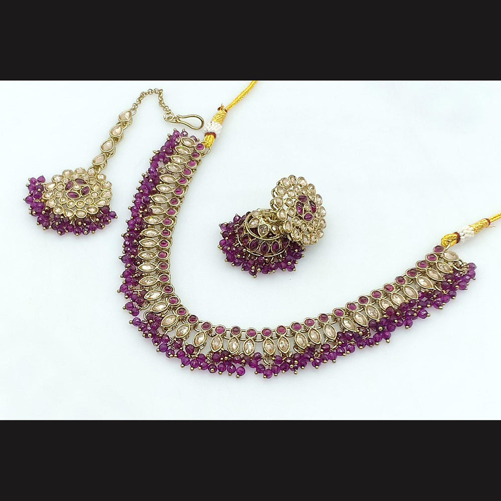Pooja Bangles Gold Plated Crystal Stone Necklace Set