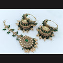 Pooja Bangles Gold Plated Jhumki Earrings With Maangtikka-10743116