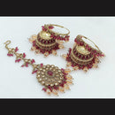 Pooja Bangles Gold Plated Jhumki Earrings With Maangtikka-10743116