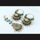 Pooja Bangles Gold Plated Jhumki Earrings With Maangtikka-10743116