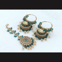 Pooja Bangles Gold Plated Jhumki Earrings With Maangtikka-10743116