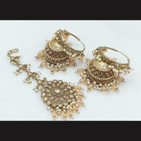 Pooja Bangles Gold Plated Jhumki Earrings With Maangtikka-10743116