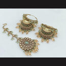 Pooja Bangles Gold Plated Jhumki Earrings With Maangtikka-10743116