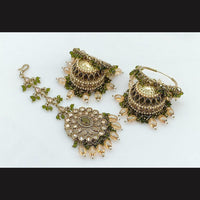 Pooja Bangles Gold Plated Jhumki Earrings With Maangtikka-10743116