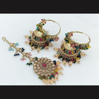 Pooja Bangles Gold Plated Jhumki Earrings With Maangtikka-10743116