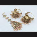 Pooja Bangles Gold Plated Jhumki Earrings With Maangtikka-10743116