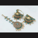 Pooja Bangles Gold Plated Jhumki Earrings With Maangtikka-10743116