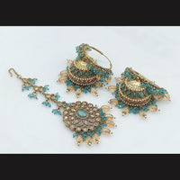 Pooja Bangles Gold Plated Jhumki Earrings With Maangtikka-10743116