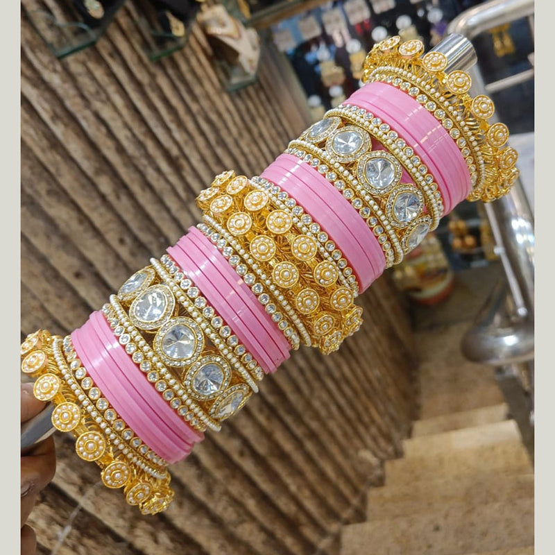 Pooja Bangles Gold Plated Acrylic Bangles Set