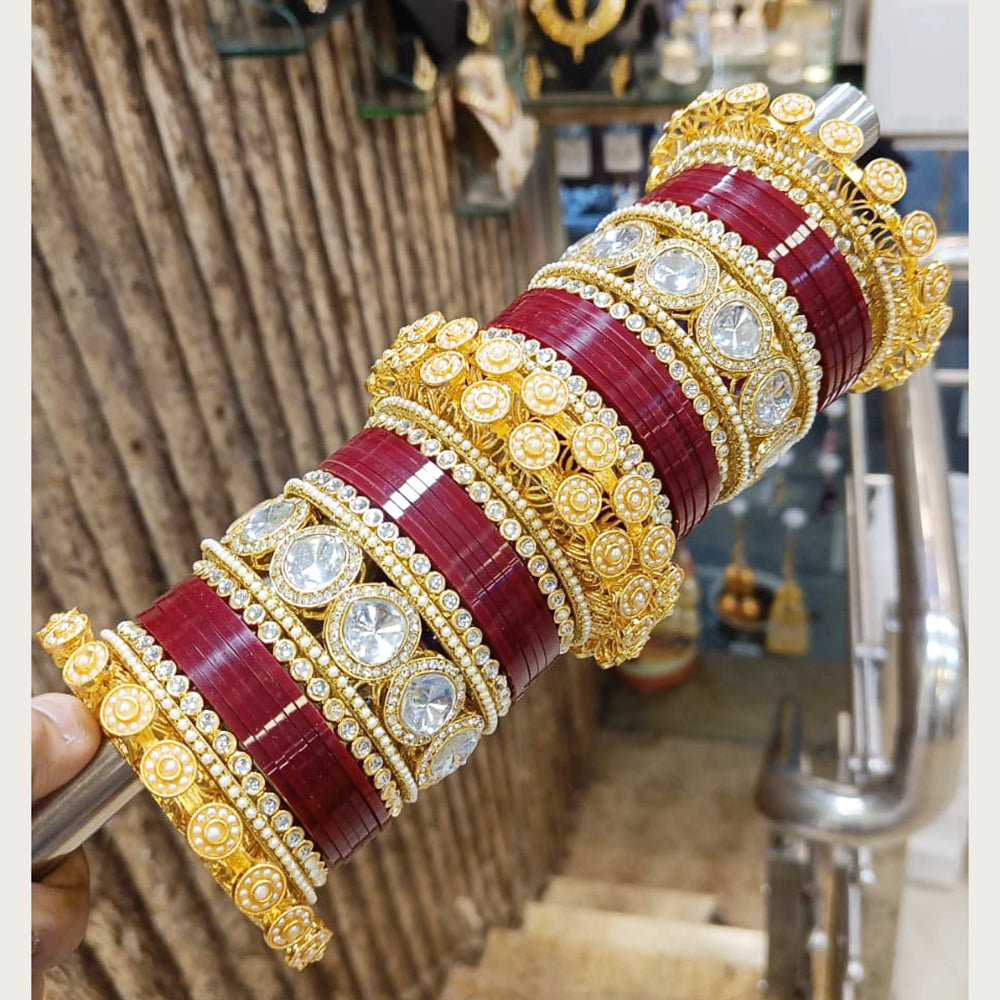 Pooja Bangles Gold Plated Acrylic Bangles Set