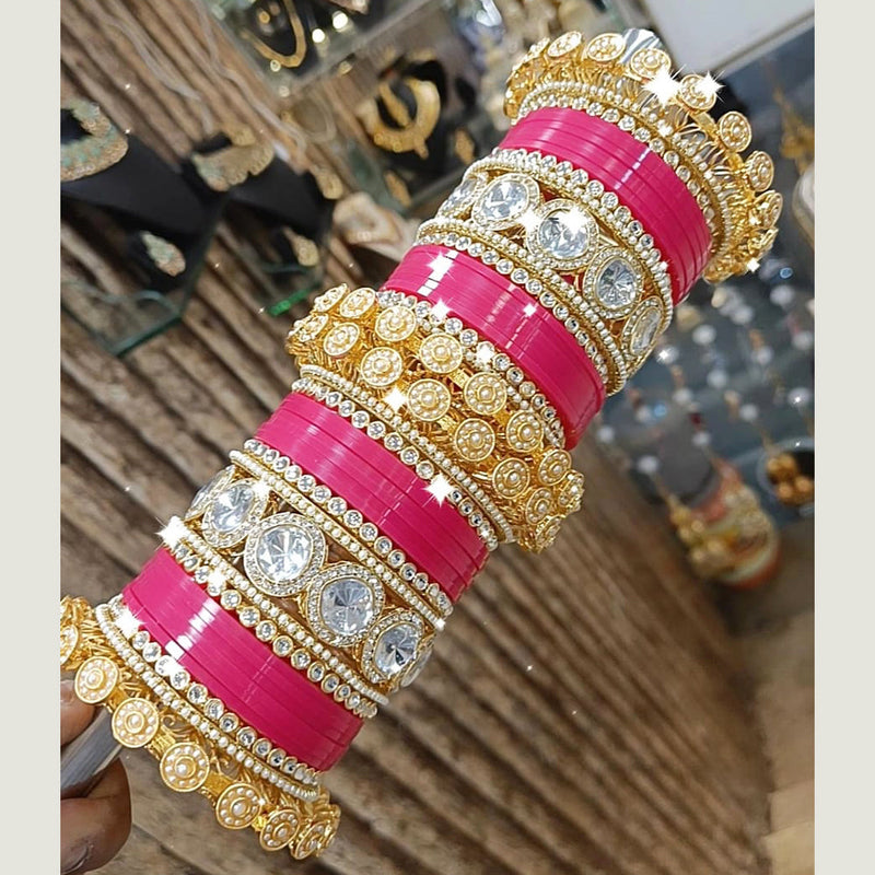 Pooja Bangles Gold Plated Acrylic Bangles Set