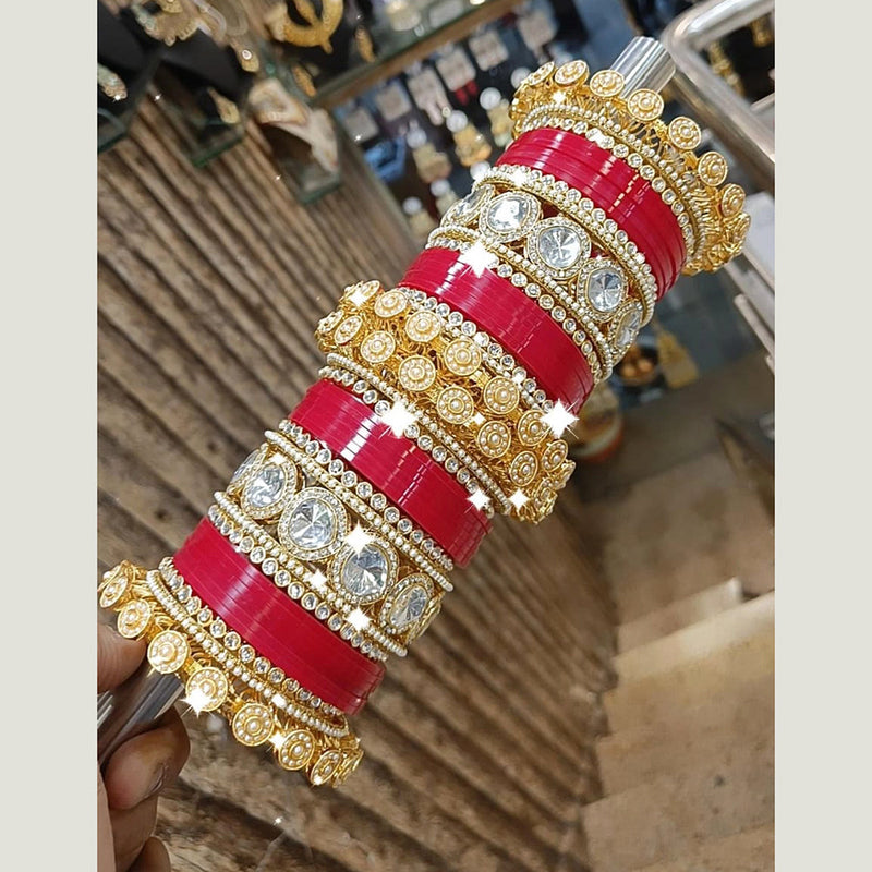 Pooja Bangles Gold Plated Acrylic Bangles Set